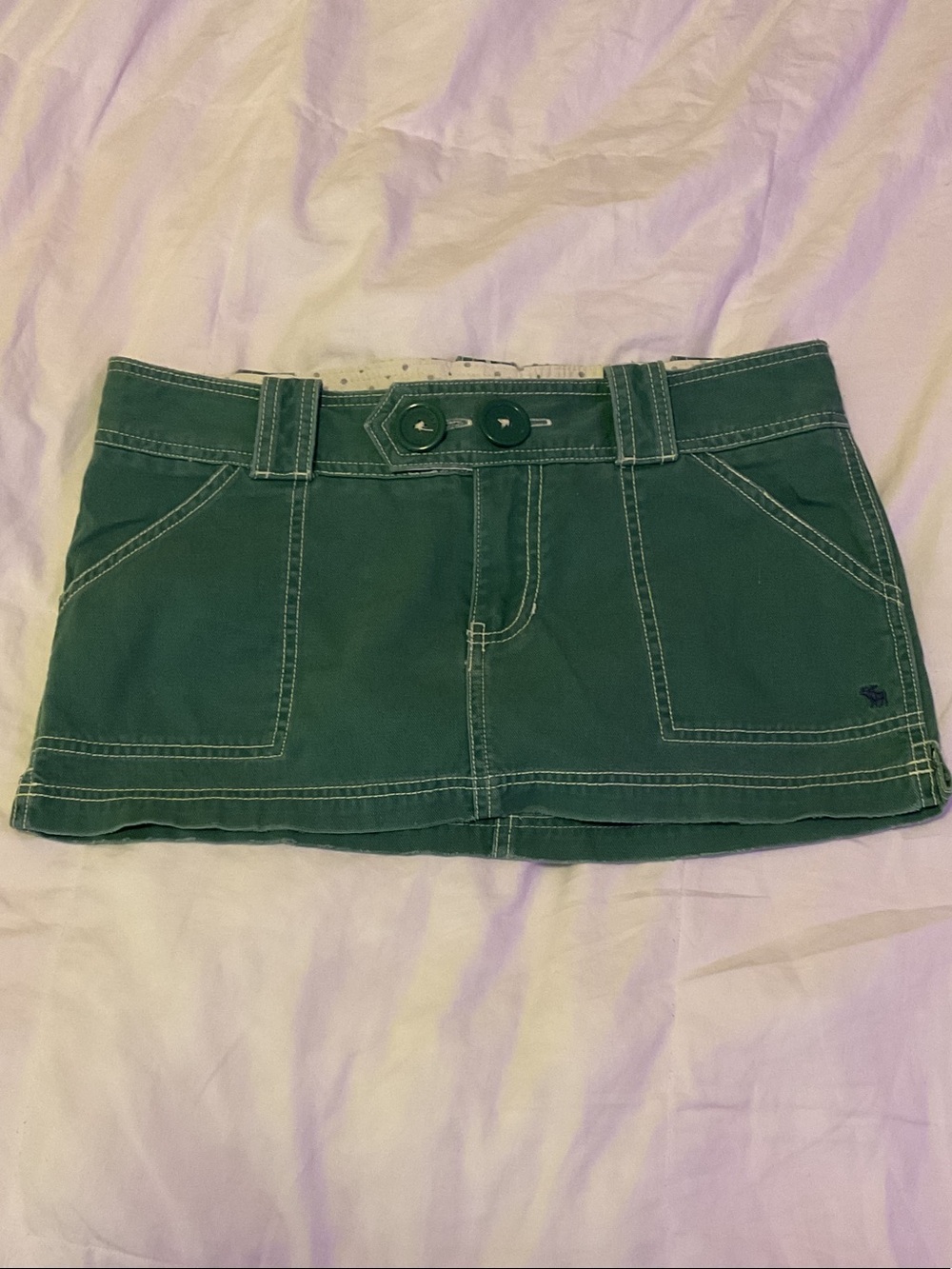 Abercrombie Green Mini Skirt with Button Waist